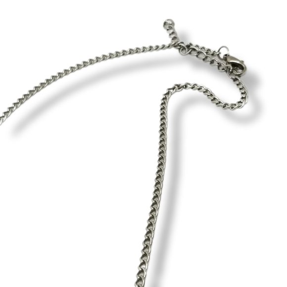 VINTAGE SILVERTONED GROOVY CRYSTAL FLOWERS DESIGN NECKLACE - Picture 6 of 6